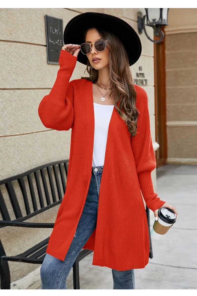 CWOCAL0760_SOLID COLOR LONG KNITTED CARDIGAN WITH TIES