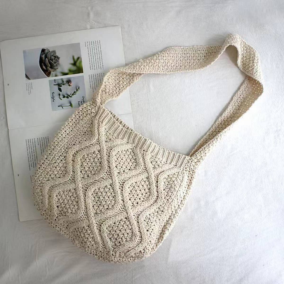 CWAB4573_SOLID KNIT TWIST VINTAGE TOTE CROSSBODY BAG