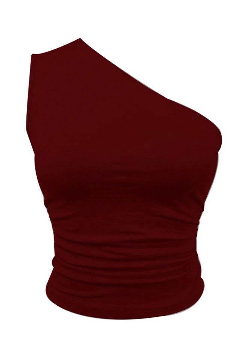 CWTTK1014_ONE-SHOULDER RIBBED KNIT CROP TANK TOP