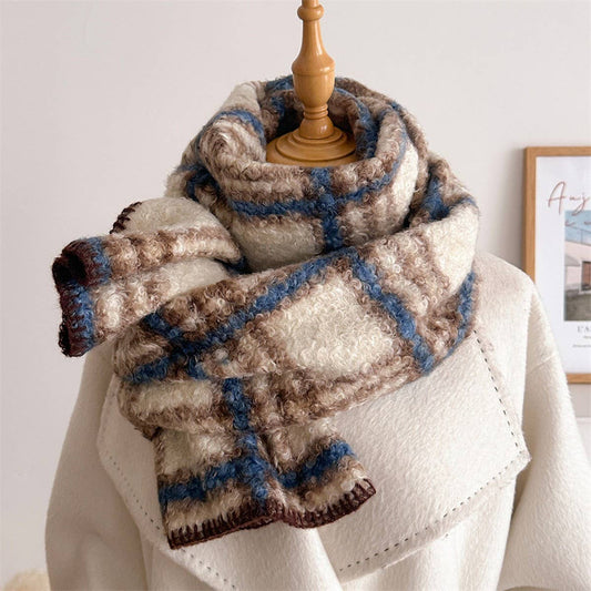 Vintage Tartan Wrap Scarf with Soft Texture