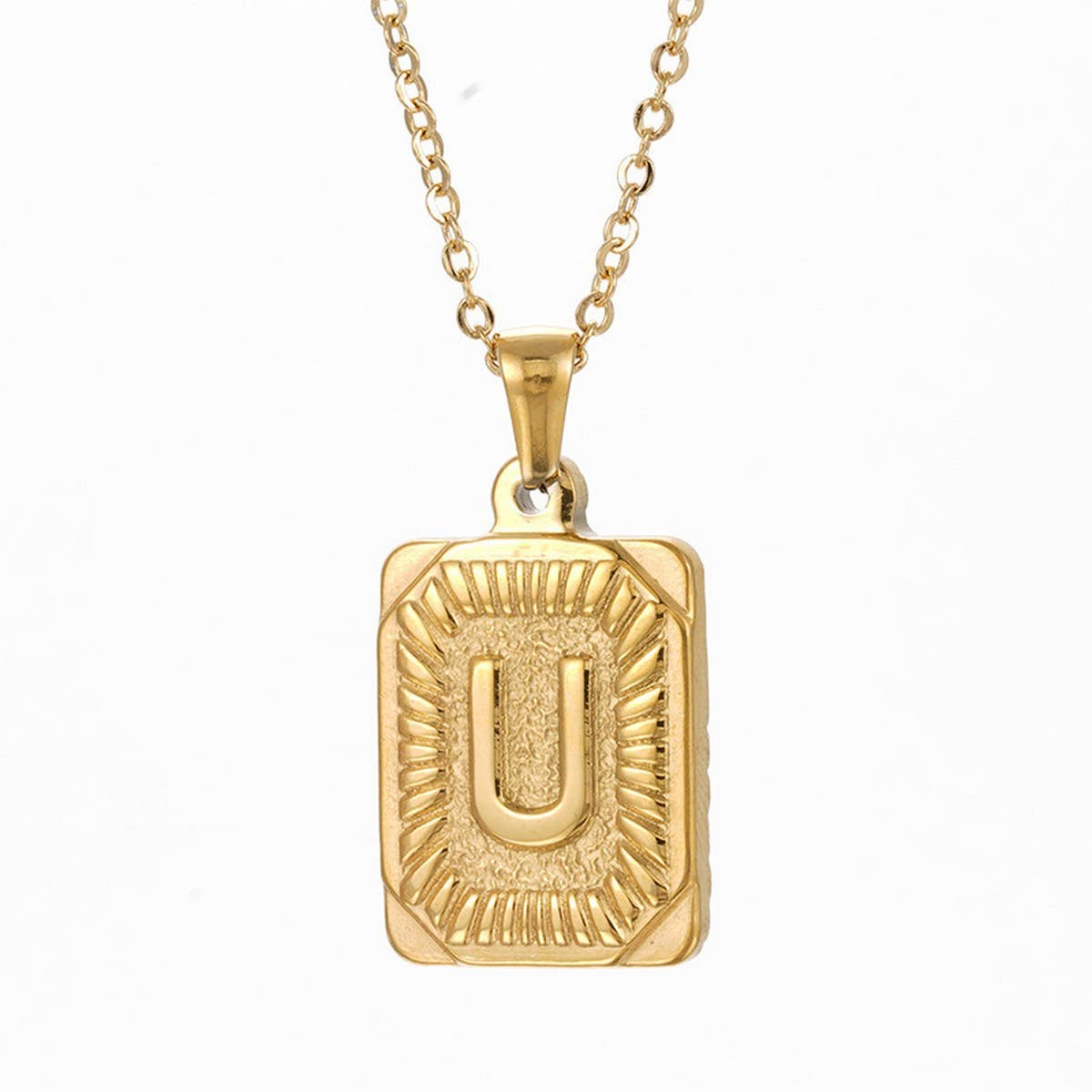 CWAJE1937_Square Stainless Steel Letter Fashion Necklace