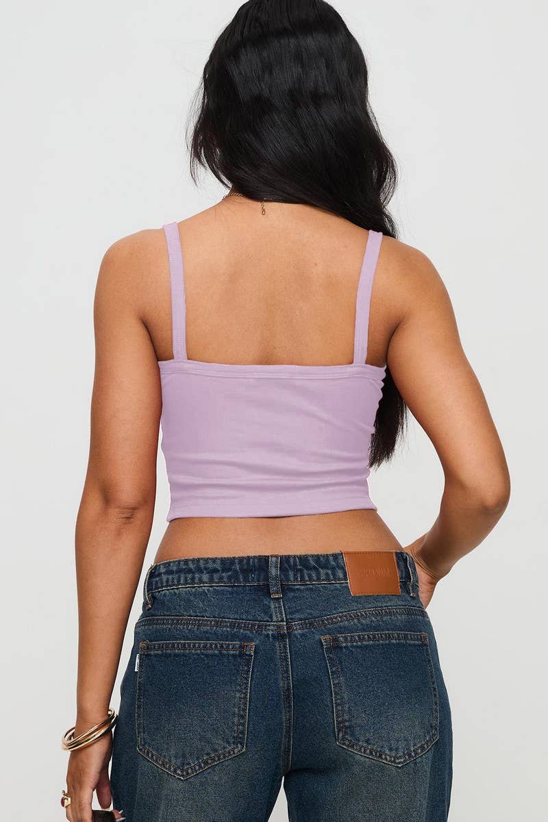 CWTTK1196_SOLID PLEATED CROPPED SLIM Y2K TANK TOP