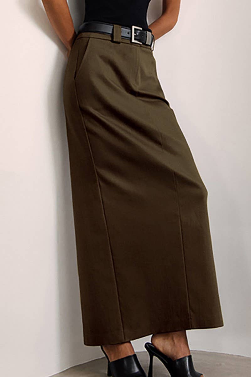 CWBLS0362_SOLID COLOR CASUAL SLIM FIT A-LINE SKIRT
