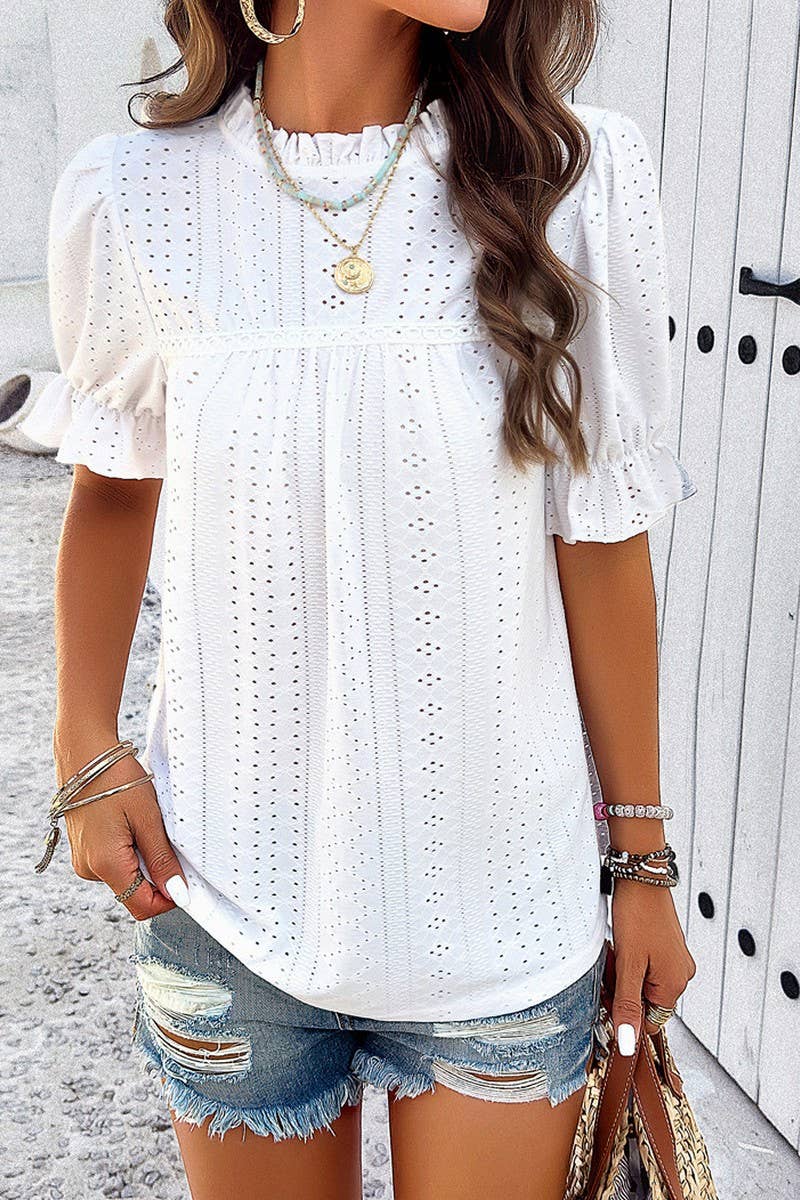 CWTBLS0389_Round Neck Short Sleeve Top