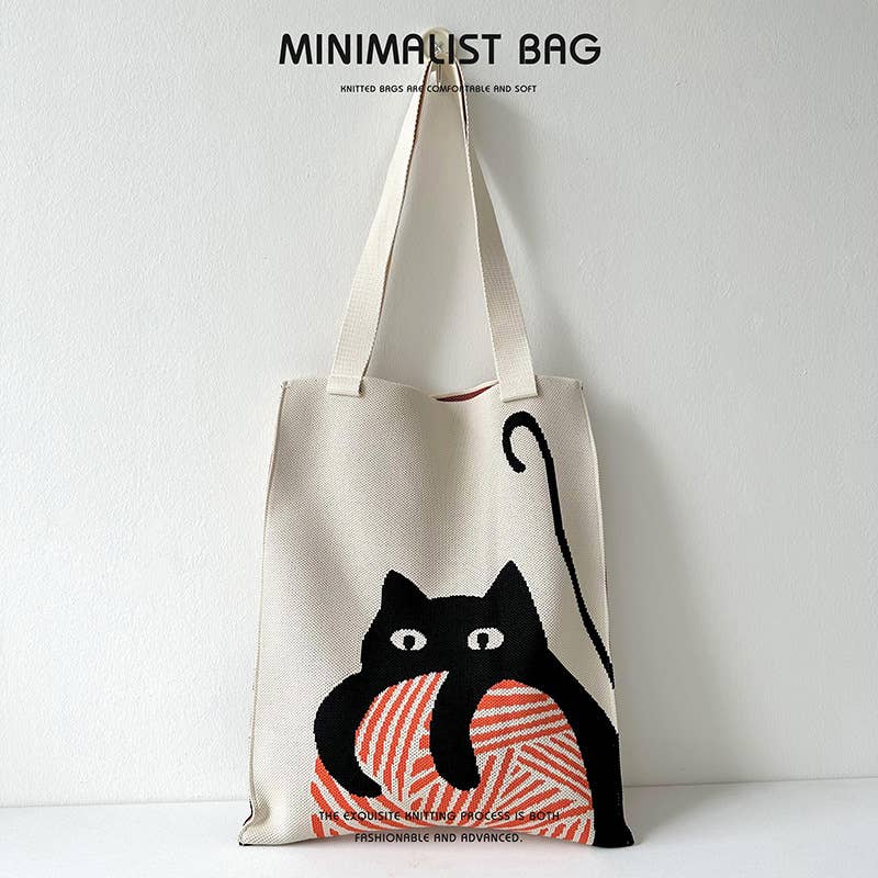 Niche cute panda knitted single-shoulder bag