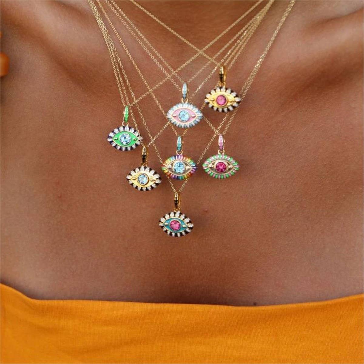 Colorful Evil Eye Pendant Necklace