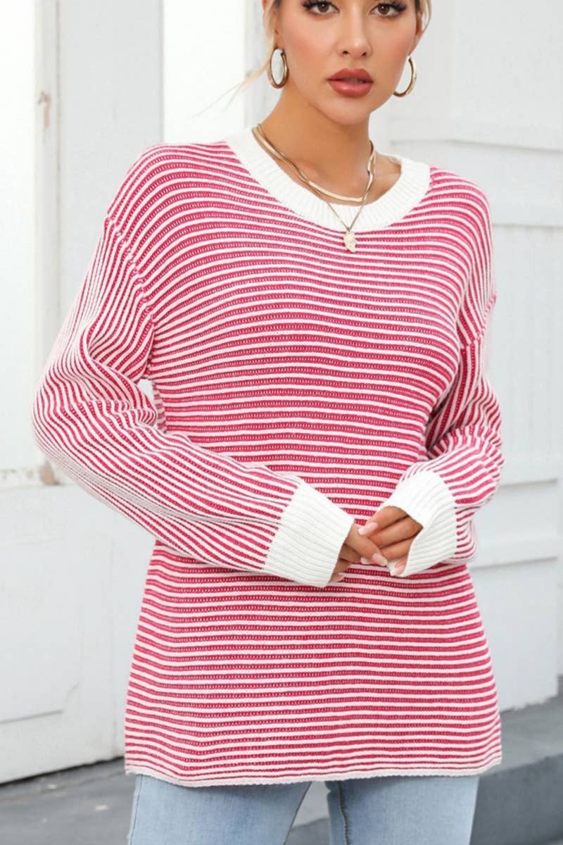 CWOSWL1037_Casual Crew Neck Pullover Long Sleeve Sweater