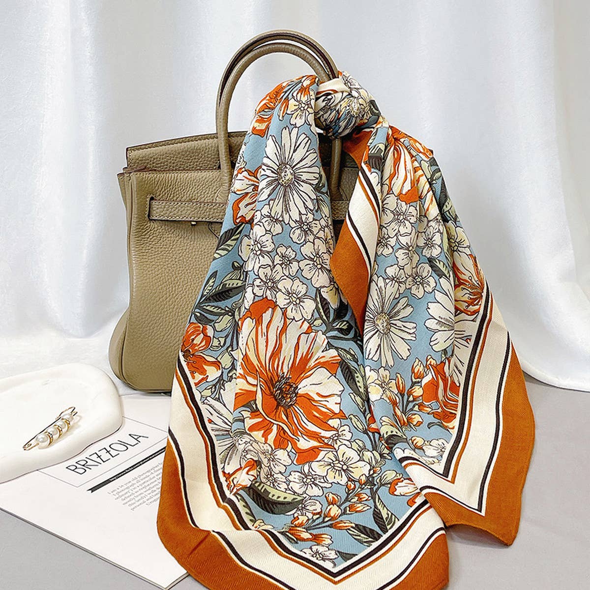 90cm Floral Velvet Wool Scarf Shawl for Winter_CWASC0892