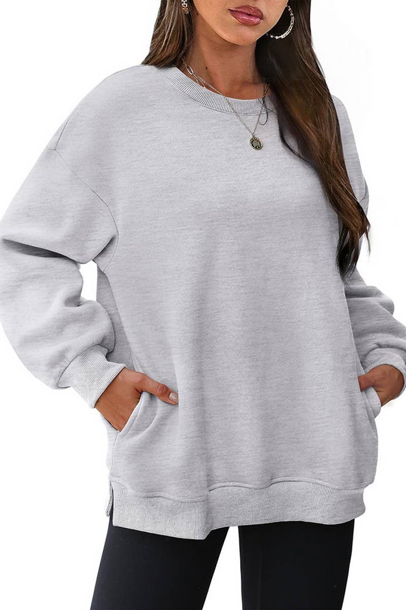 CWTBLL00831_SOLID COLOR CREWNECK PULLOVER SWEATSHIRT