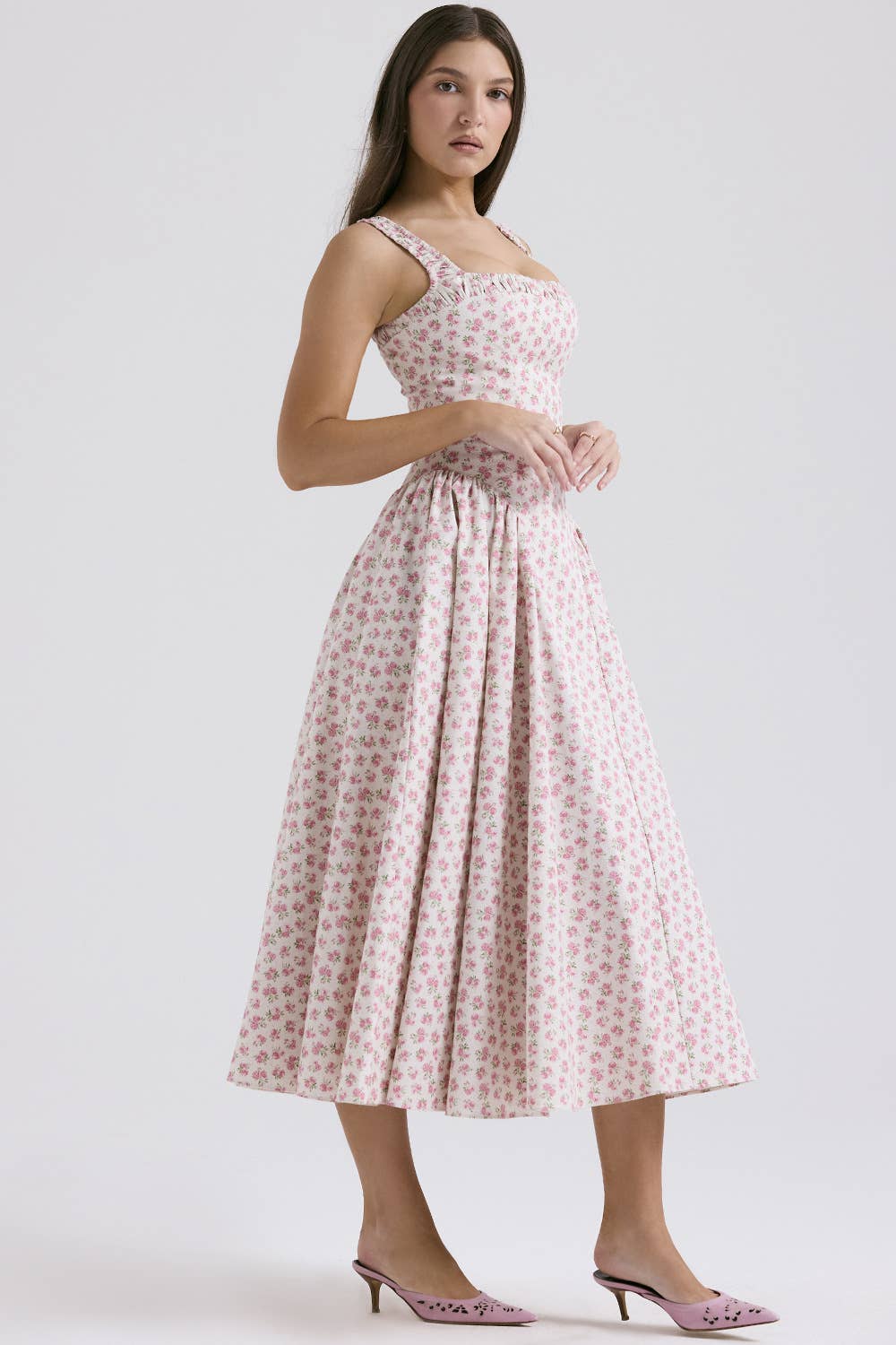 FLORAL BOHO CHIC HALTER DRESS WITH SLIMMING WAIST