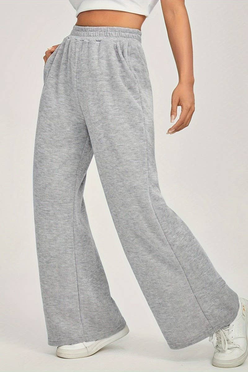 CWBLP1812_SOLID COLOR COMFORTABLE HIGH WAIST WIDE LEG PANTS