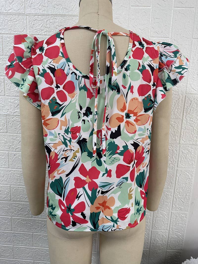 FLORAL DOUBLE-LAYER FLYING SHORT-SLEEVED SHIRT