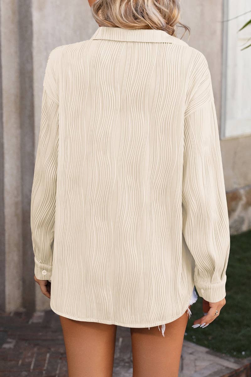 CWTSTL2190_STYLISH WAVY TEXTURED LONG SLEEVE SHIRT TOP