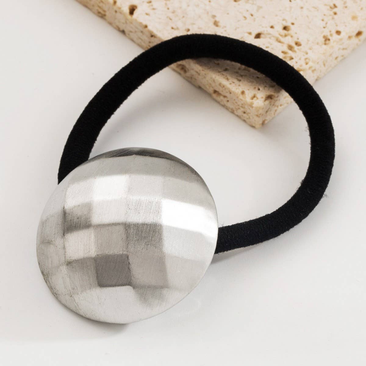 Minimalist Metal Hair Tie with Heart & Circle