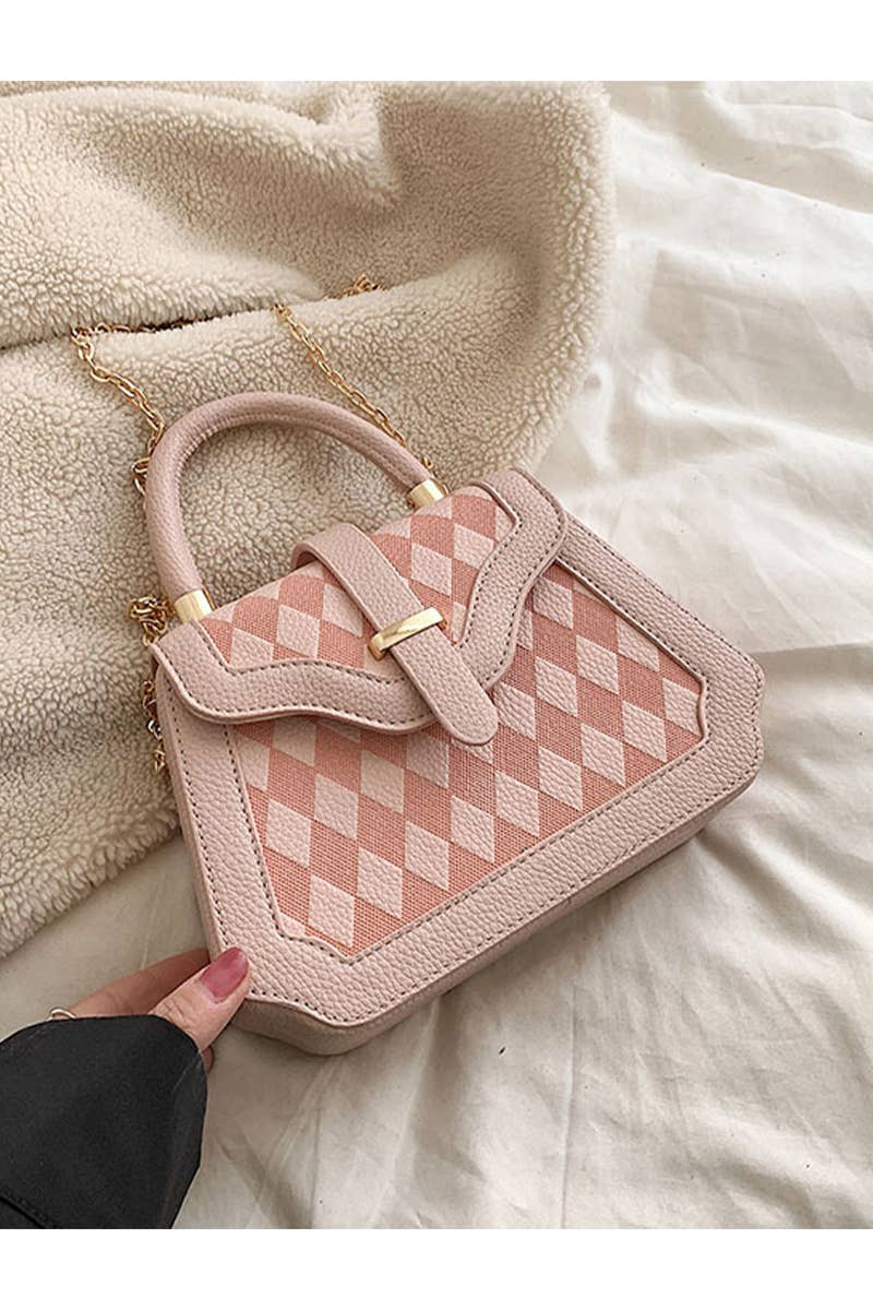 PLAID BOX HANDLE CROSS CHAIN SMALL BAG_CWAB0528