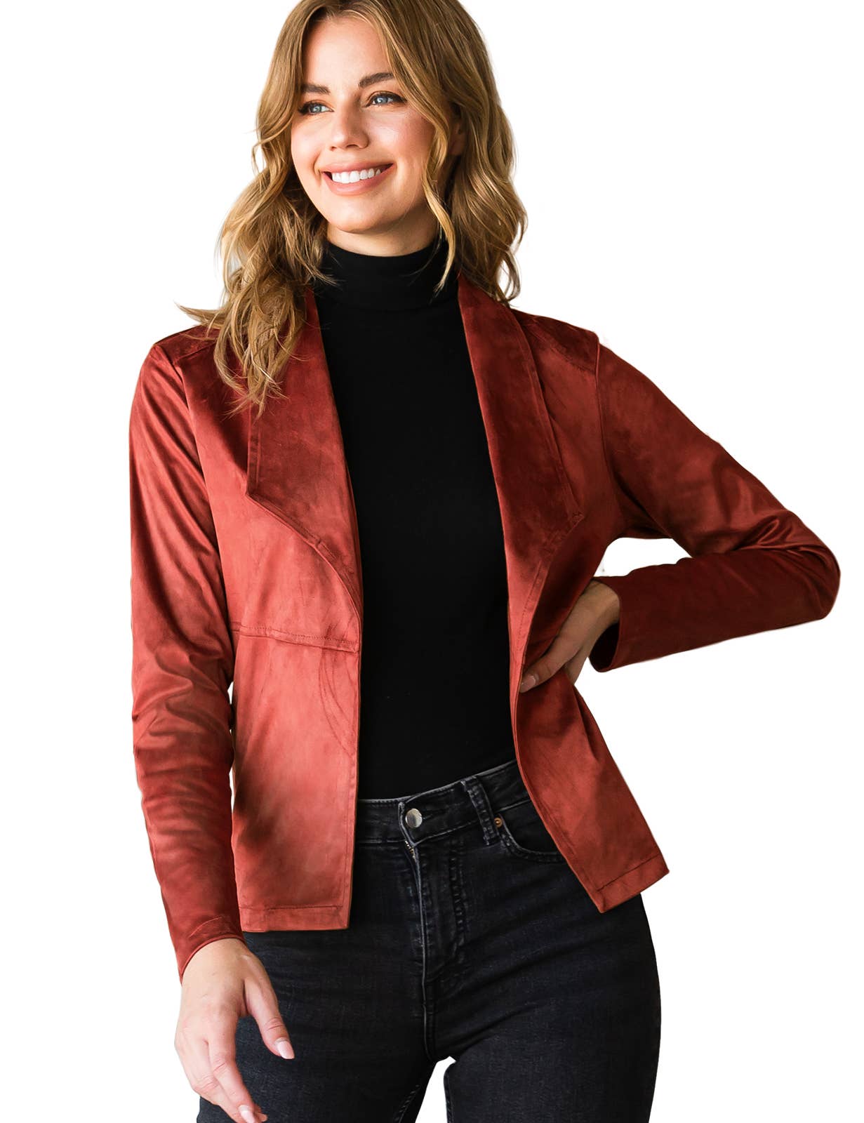 CWOJA707_FAUX SUEDE LEATHER MOTO OVER HIP JACKET