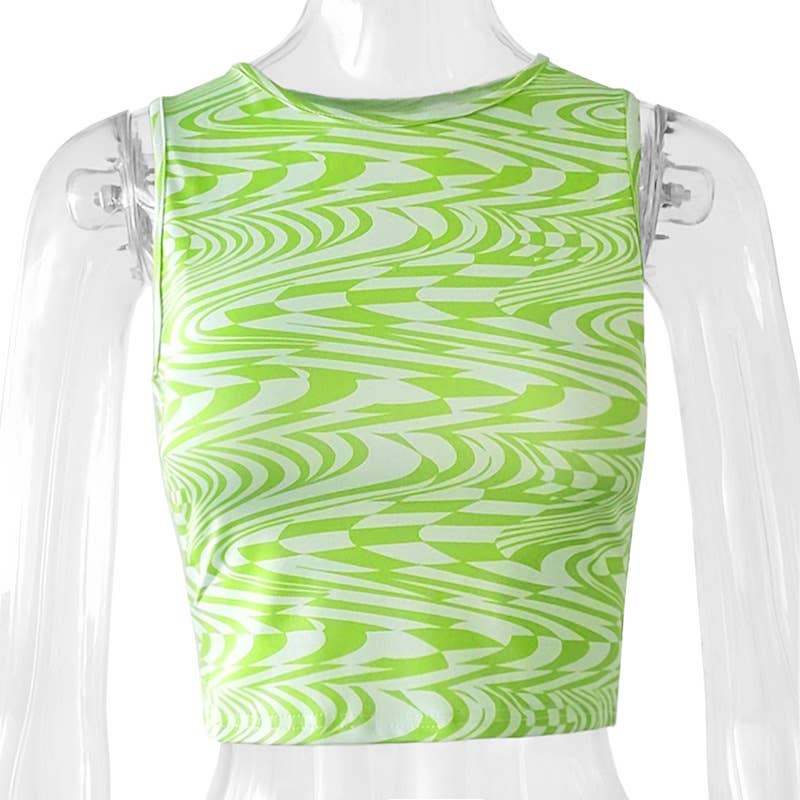 Abstract print sleeveless top small vest