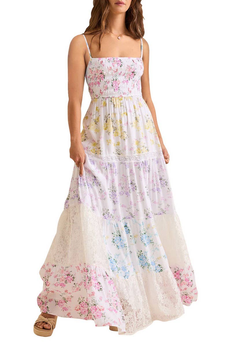 CWDMD5954_LACE PATCHWORK RUCHED CAMI MAXI DRESS