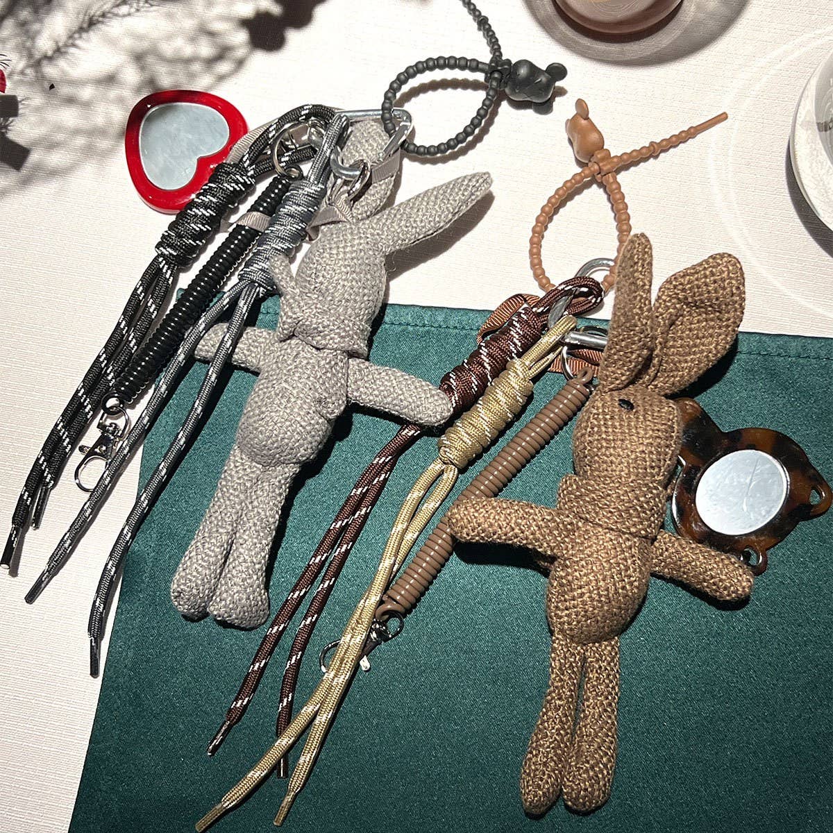 Handmade Woven Bunny Keychain Cute Bag Charm Gift