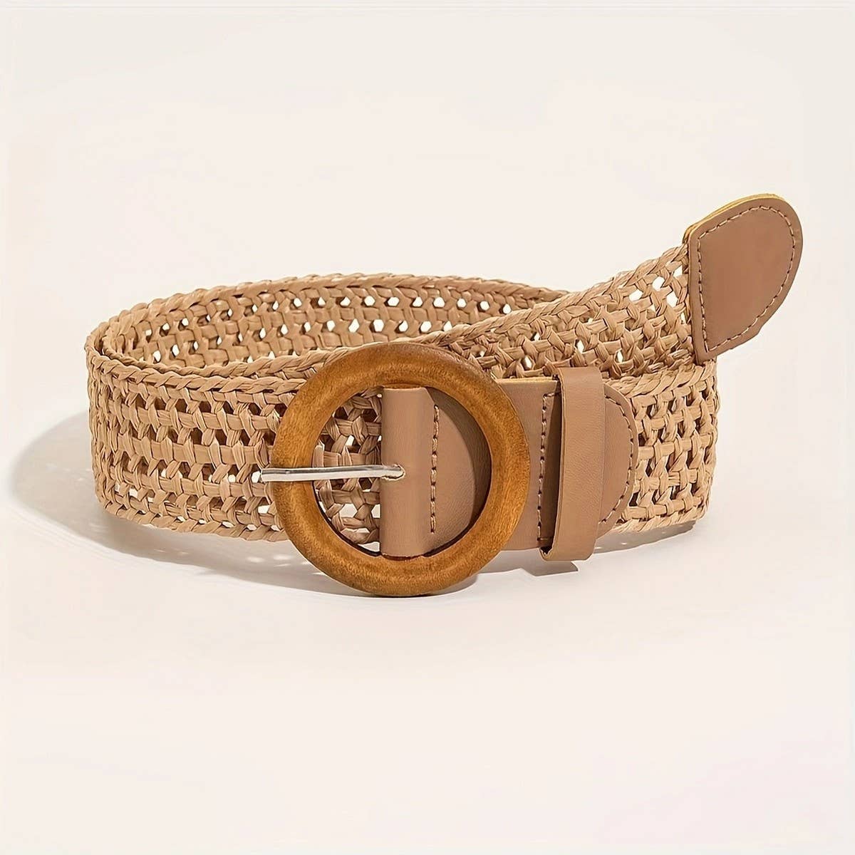 CWABE1182_WOMEN'S CASUAL BRAIDED ROUND BUCKLE WAIST BELT