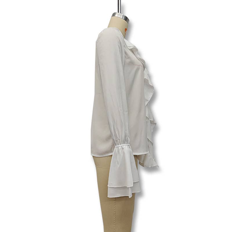 Cardigan with ruffled and fashionable tie design