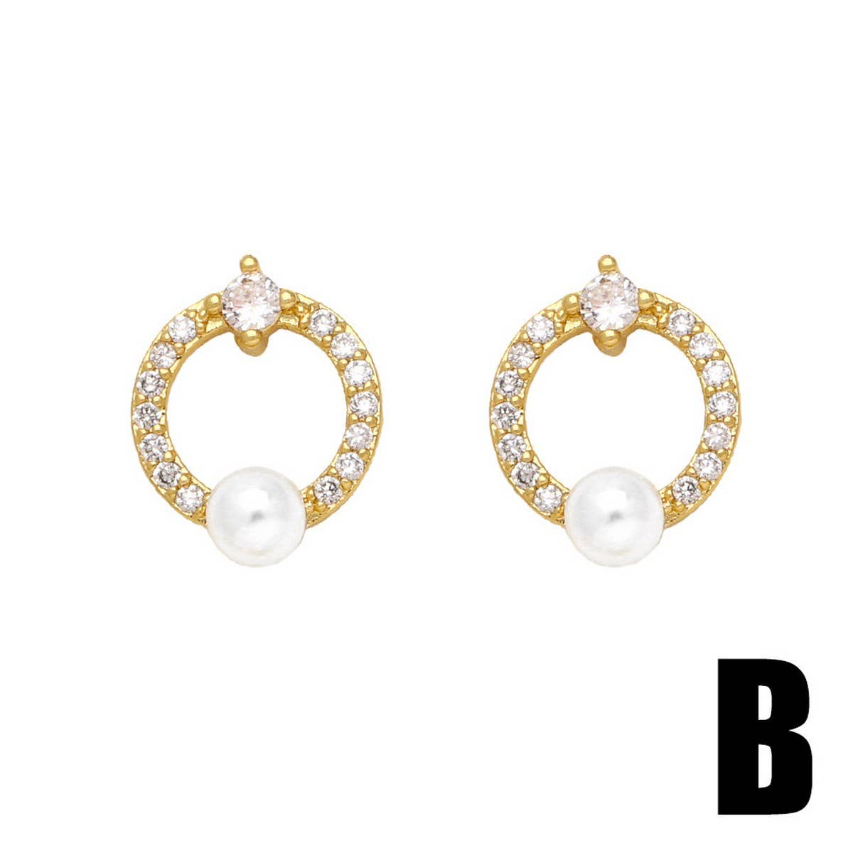 COPPER PLATED 18K GOLD FLOWER PEARL EARRINGS