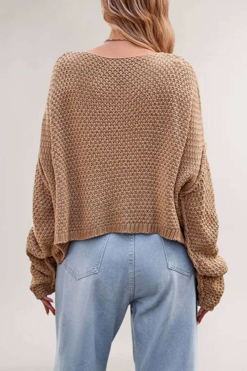 CWOSWL5791_AUTUMN WINTER CREW NECK LONG SLEEVE TWIST SWEATER