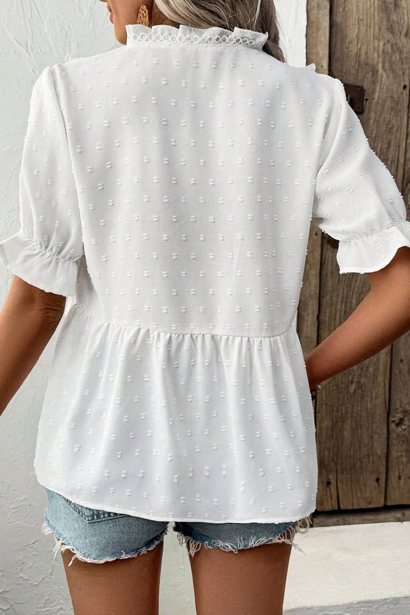 CWTBLS2237_SUMMER HOLIDAY STYLE FLOWERED FLUFFY SHIRT