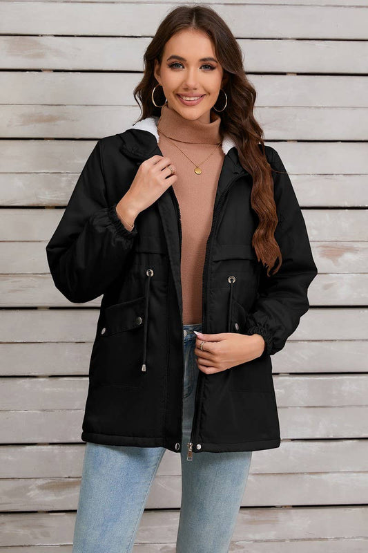 CWOCO0954_SOLID FURRY LINED HOODED ZIP-UP JACKET