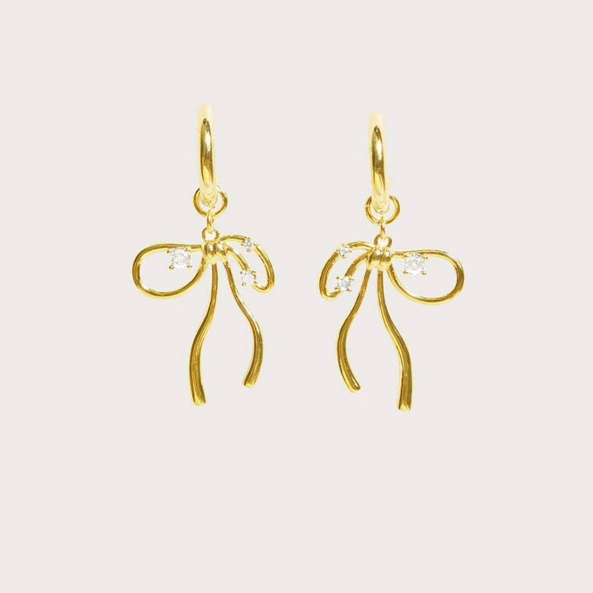Fairy Bow Zircon Earrings Vintage Sweet Copper_CWAJE5086