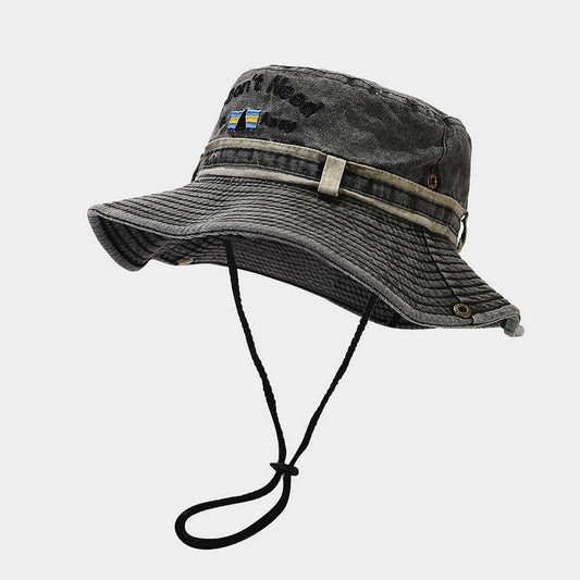 Vintage Western Embroidered Denim Sun Hat_CWAH3869