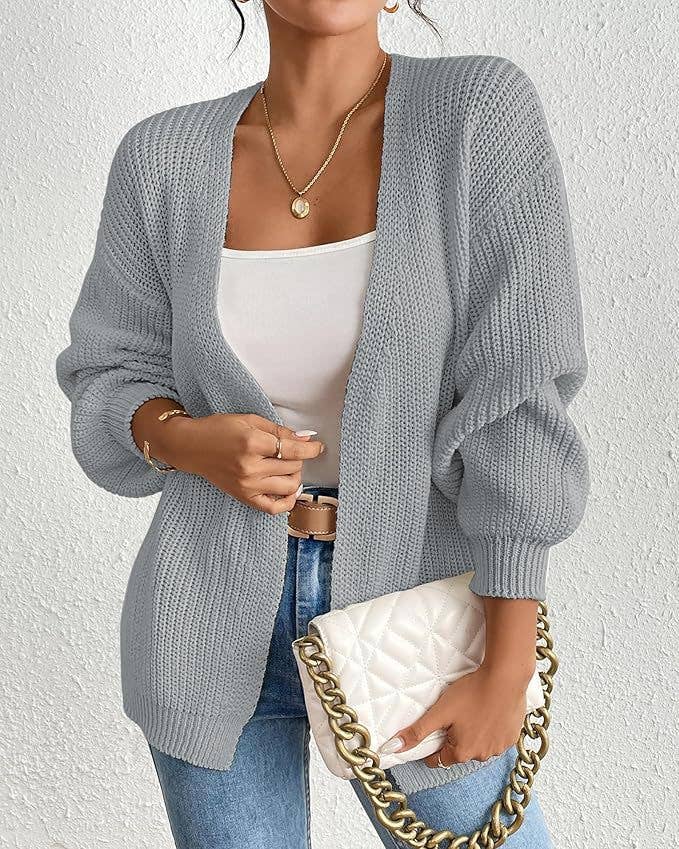 CASUAL COARSE CARDIGAN SOLID COLOR LOOSE COAT