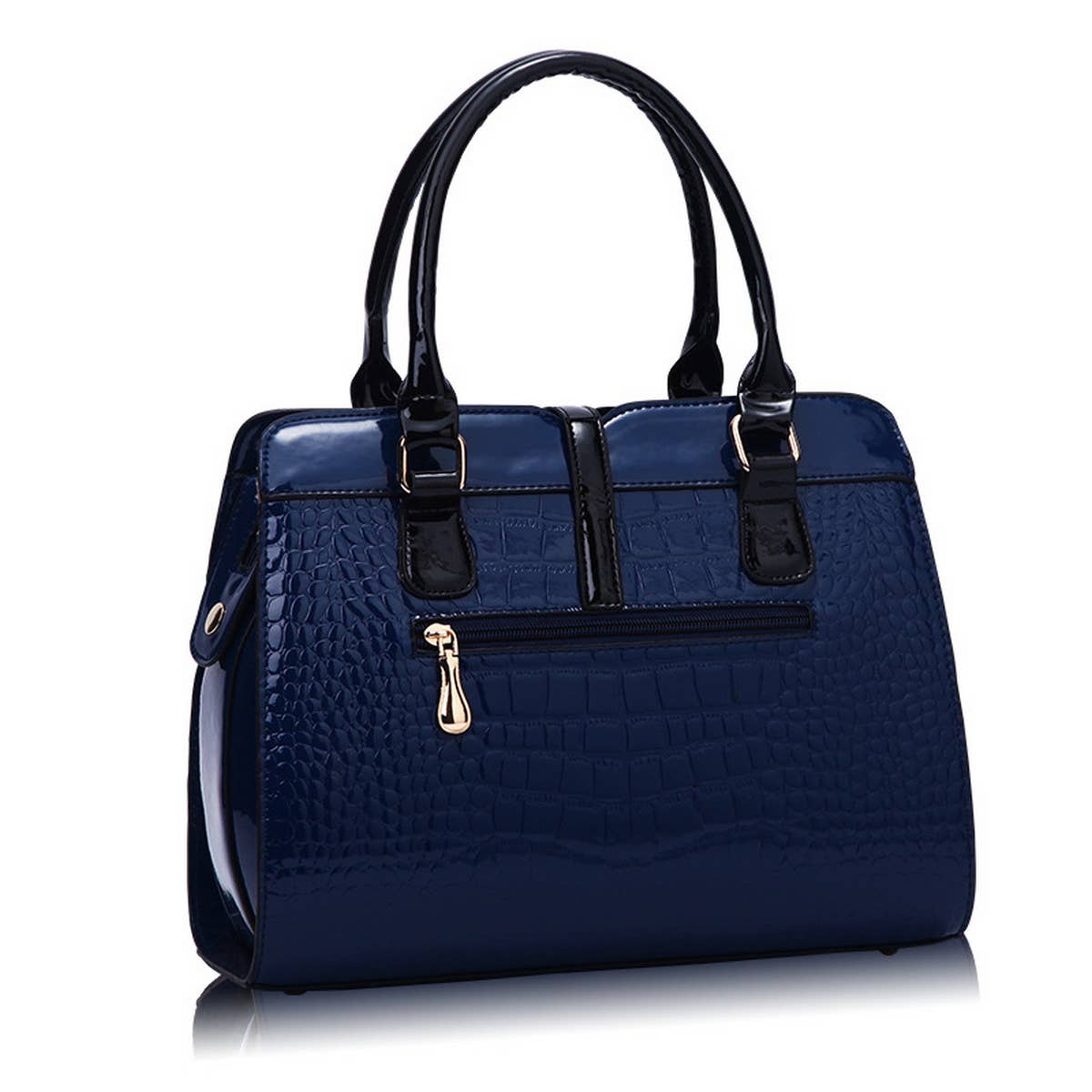 PATENT LEATHER TOP HANDLE CROCODILE SHOULDER BAG_CWAB2669