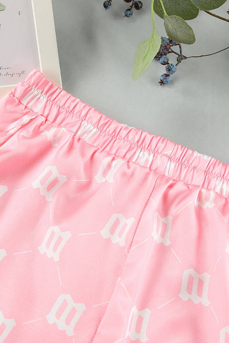 CWSPJ0083_PRINTED SHORT SLEEVED SHIRT SHORTS PAJAMAS SET