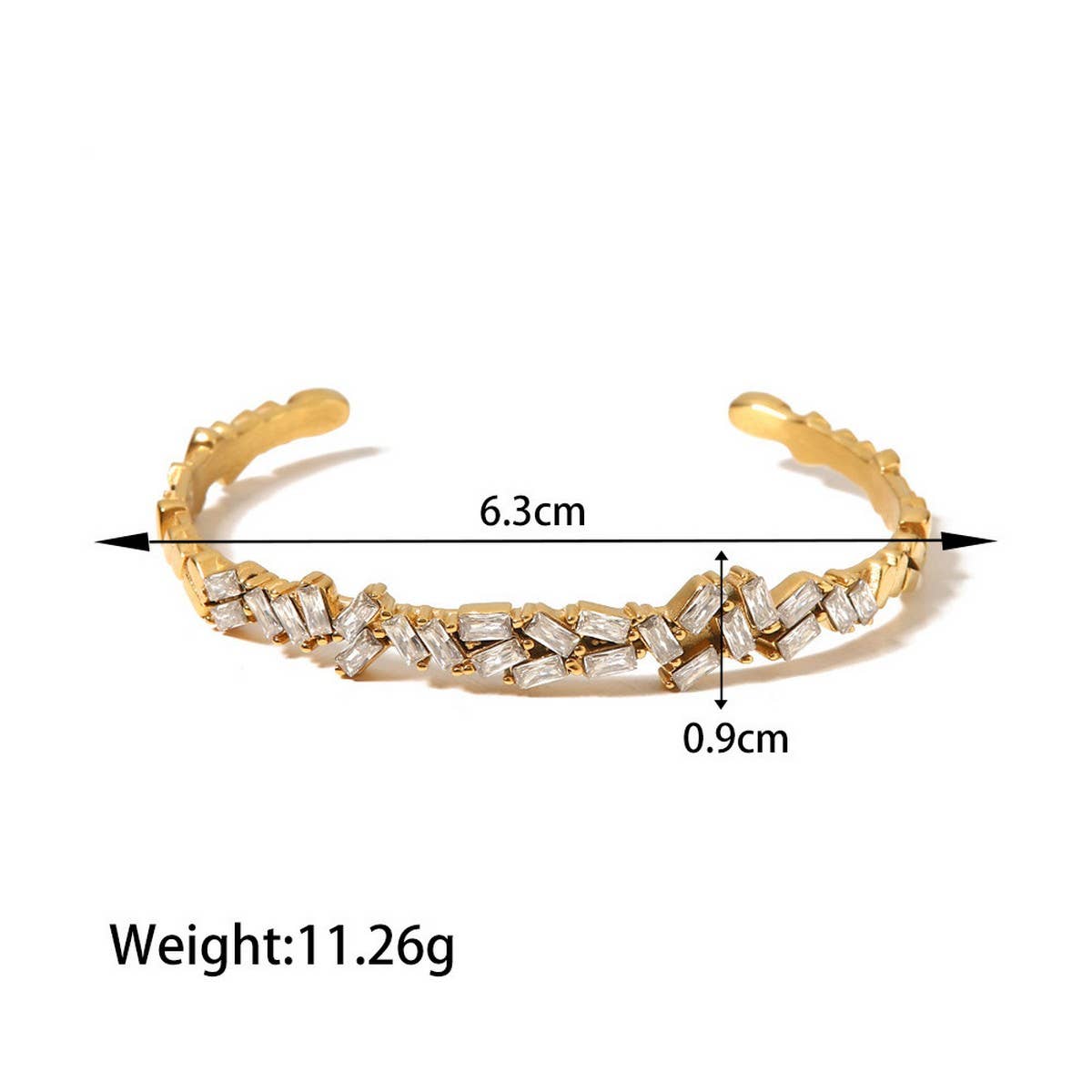 INS Zircon Open Cuff Bracelet in Stainless Steel