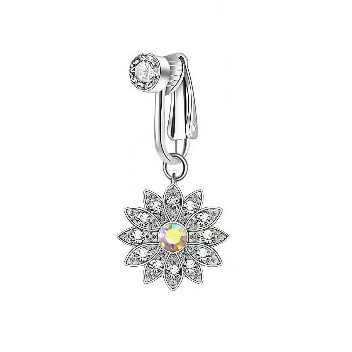 No-Piercing Navel Clip Ring with Moon&Heart Charm＿CWMM9227