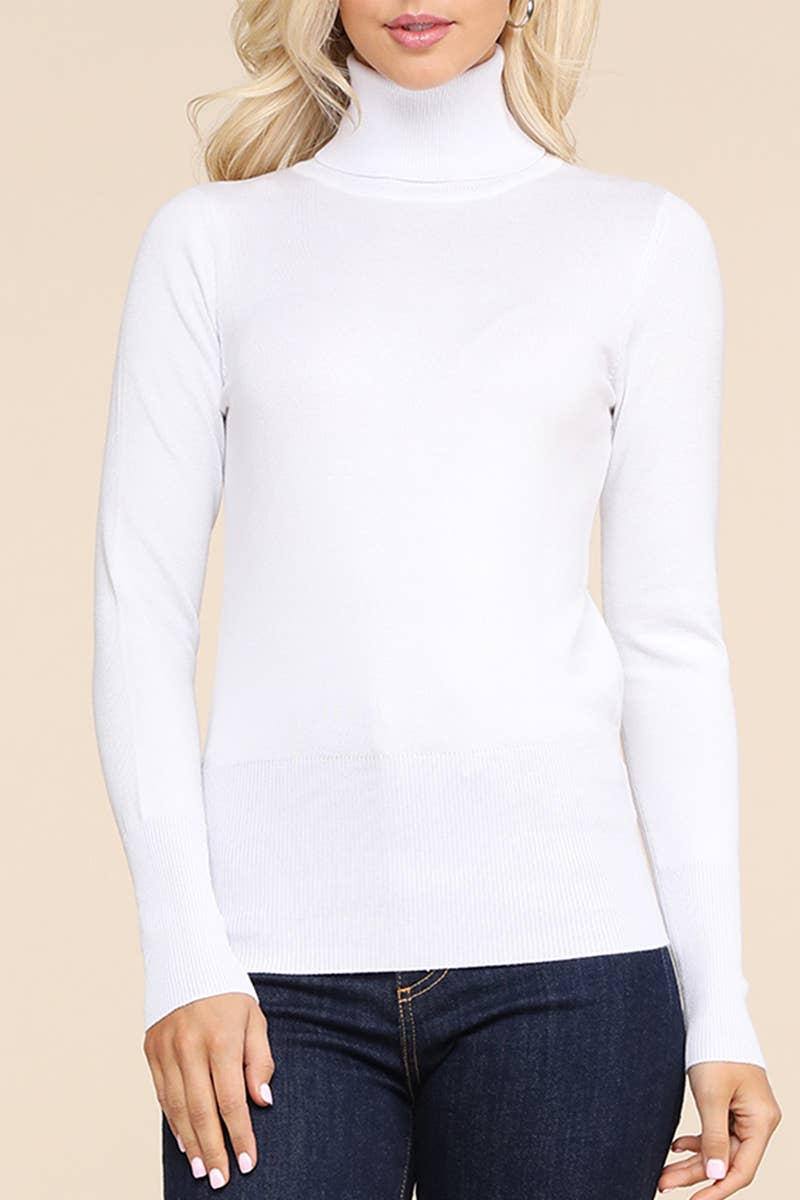 AWOSWL285_Stretch Turtle Neck Long Sleeve Pullover Sweater