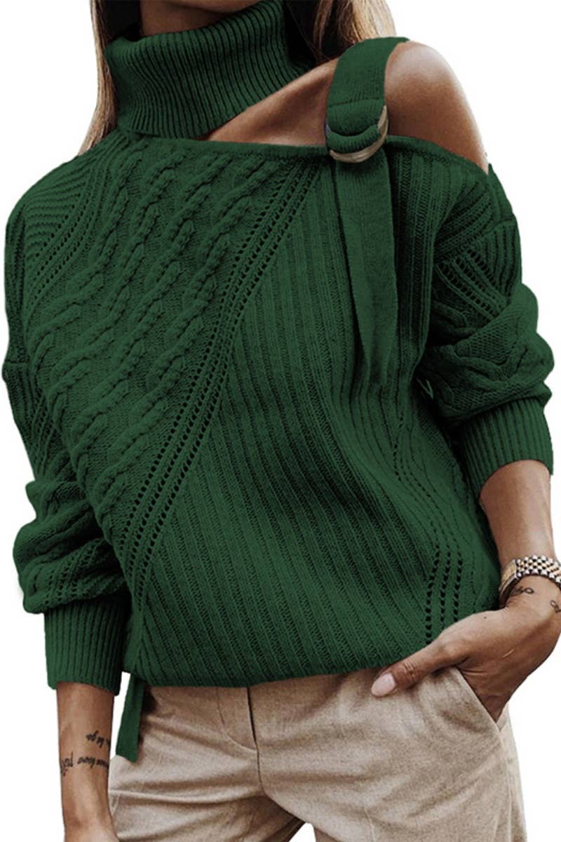 CWOSWL6674_LEOPARD PRINT OFF-THE-SHOULDER BUCKLE SWEATER