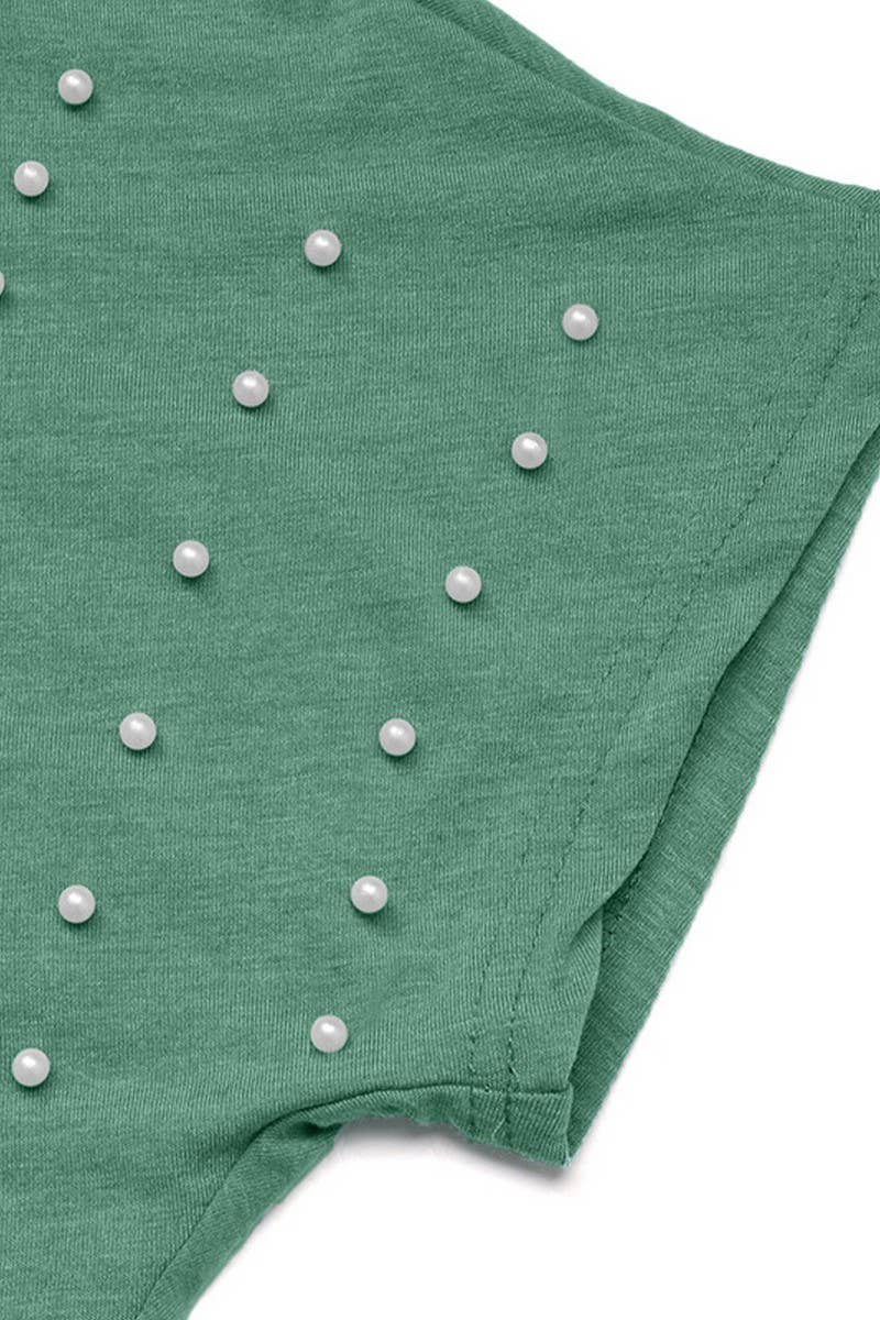 CWTBLS1998_BACKLESS SOLID BEADED CREW NECK CASUAL T-SHIRT