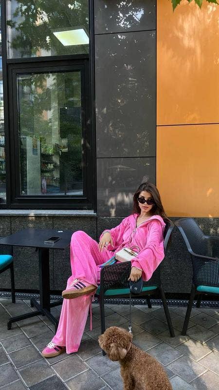 Casual velvet zipper hooded wide-leg pants set