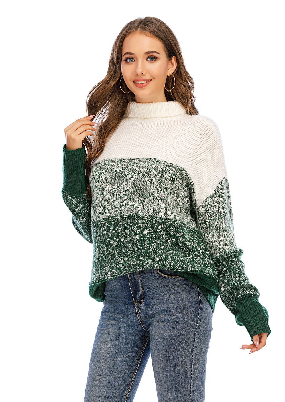 COLOR CONTRAST PATCHWORK THICKENED SWEATER