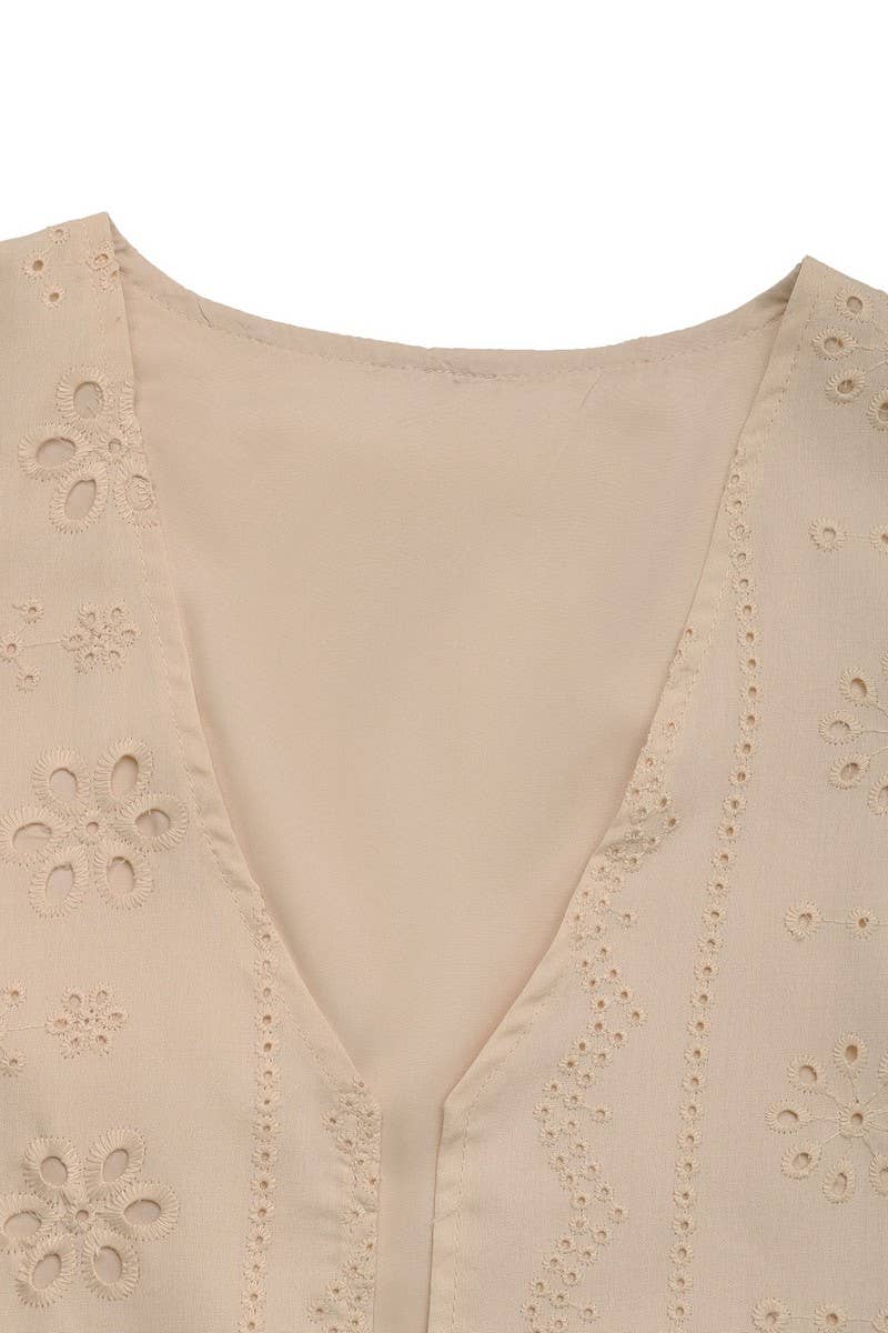 CWOV0728_SUMMER FASHION SOLID COLOR JACQUARD VEST TOP