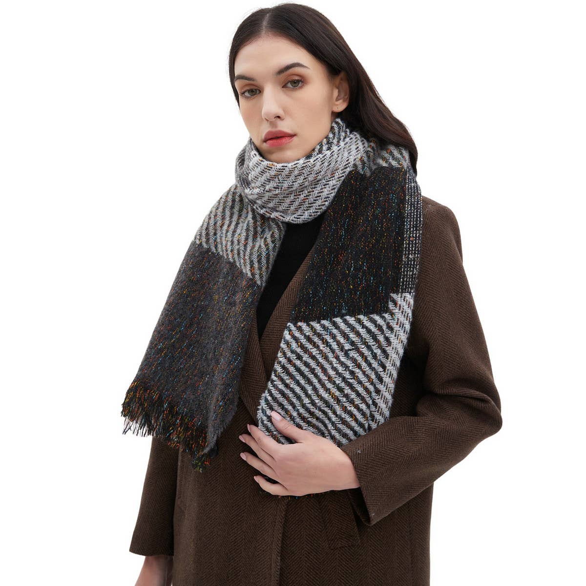Large Plaid Scarf ? Unisex Winter Wrap Shawl