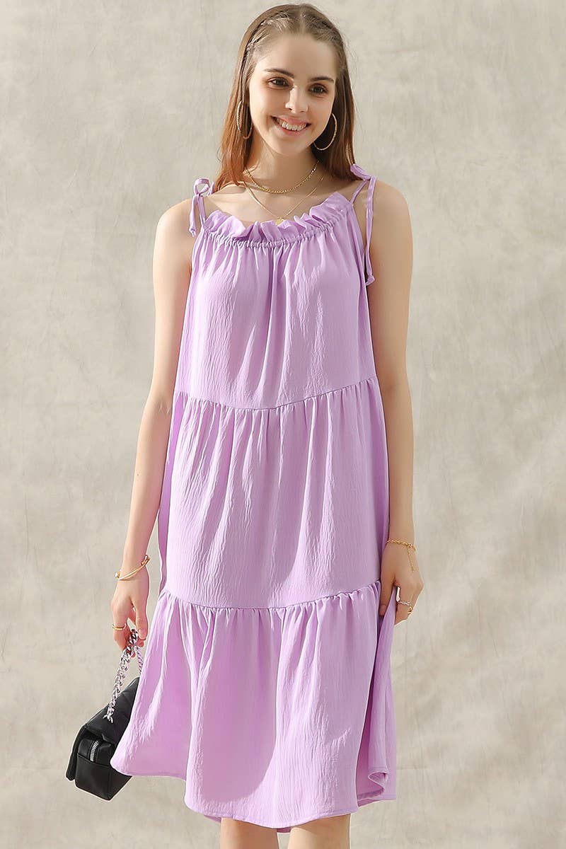 CWDSD10415_SHOULDER BOW TIE PRAIRIE DRESS