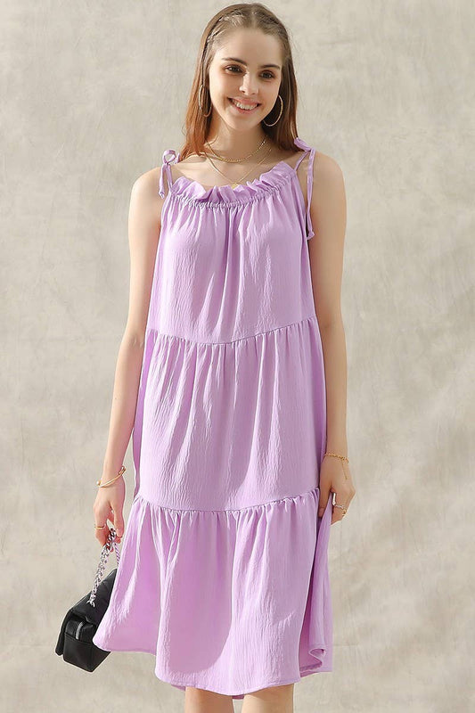 CWDSD10415_SHOULDER BOW TIE PRAIRIE DRESS