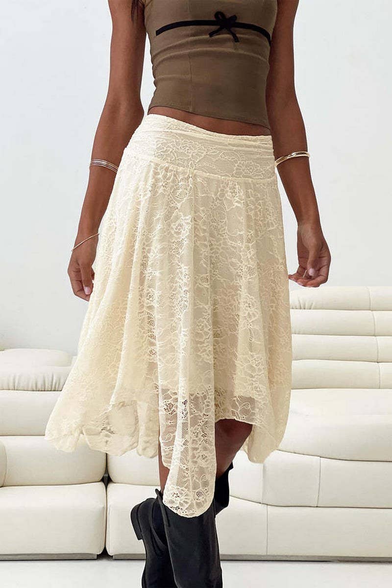 CWBMS0458_SOLID LACE ASYMMETRICAL HEM MIDI SKIRT