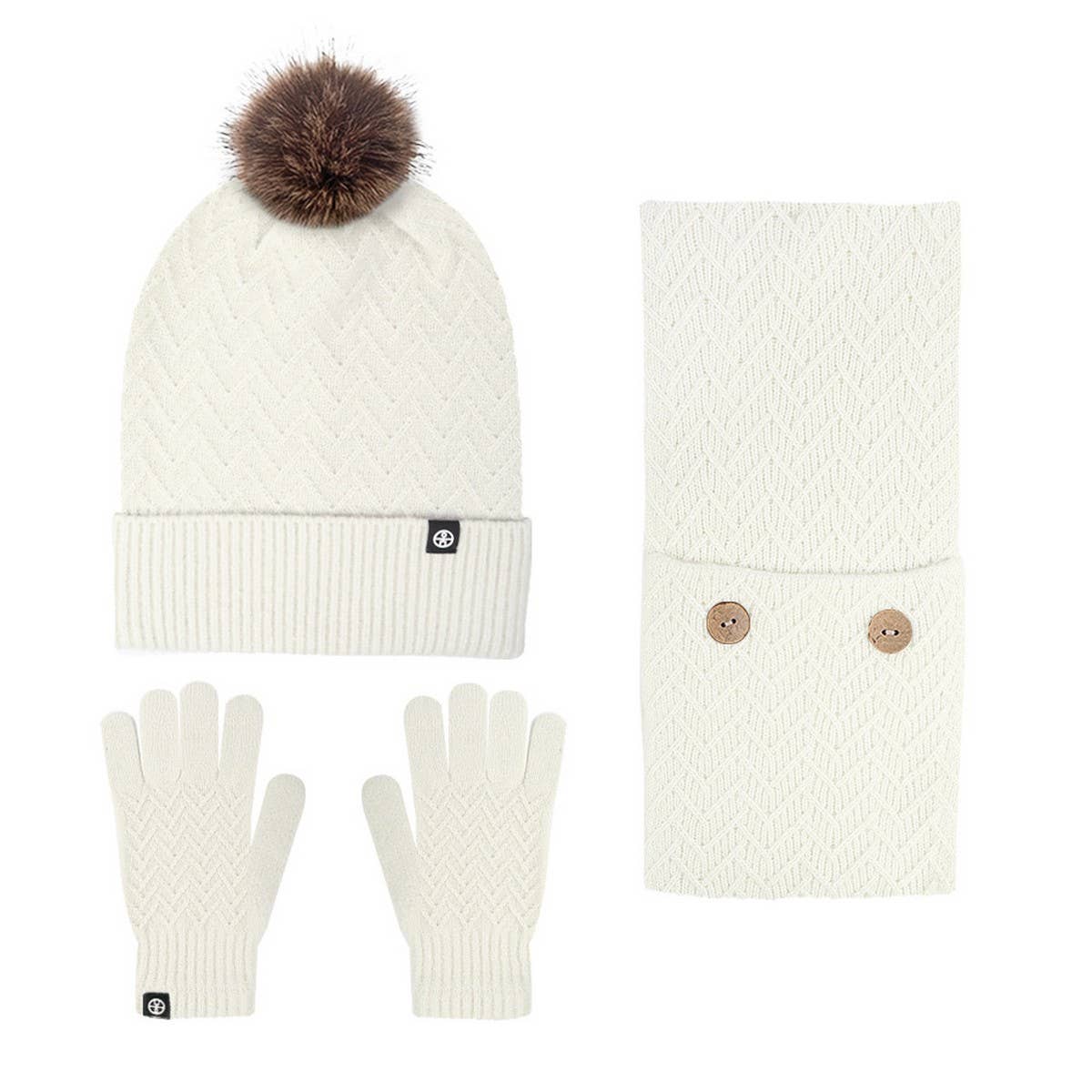 COLD-PROOF WOOL BALL KNITTED THREE-PIECE SUIT