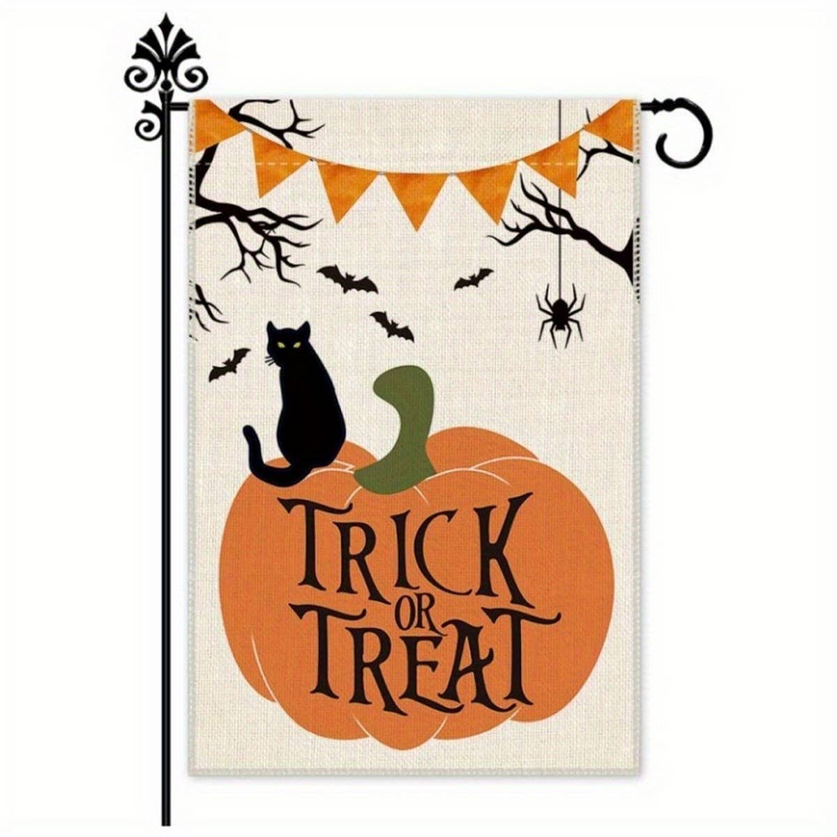 CWMM10257_HALLOWEEN DOUBLE-SIDED GARDEN FLAG SKULL DECOR