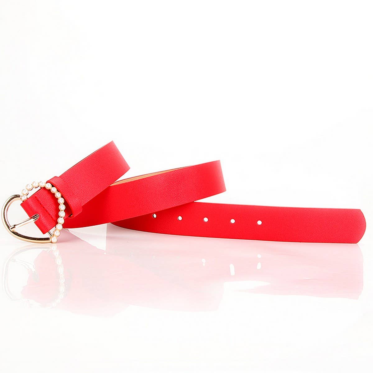 CLASSIC HEART PEARL BUCKLE BELTS FOR WOMEN_CWABE0391