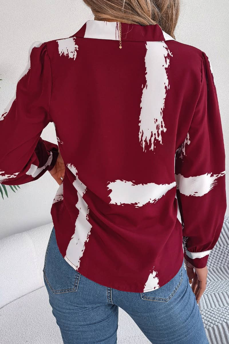 CWTSTL2131_COLOR CONTRAST LAPEL LONG SLEEVE SHIRT TOP